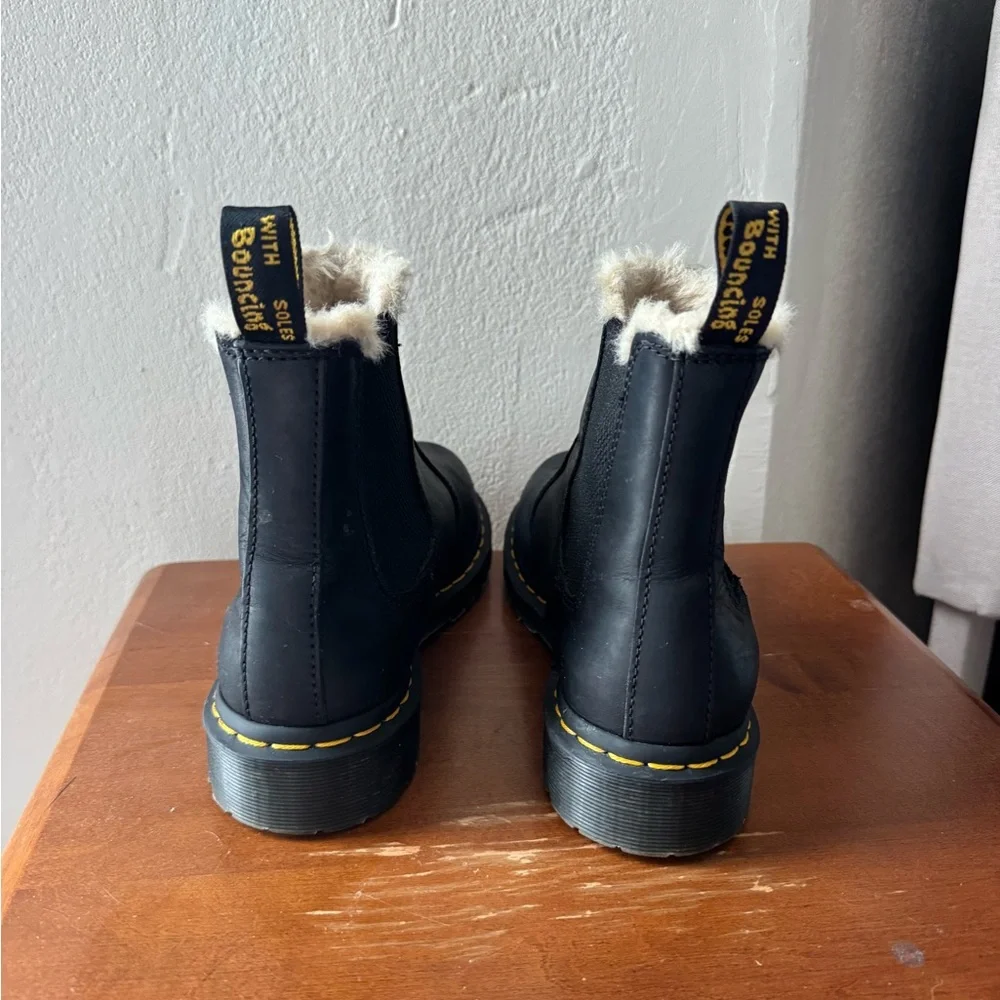 Dr. Martens Black Ankle Boots with Fur Lining - Picture 2 of 4